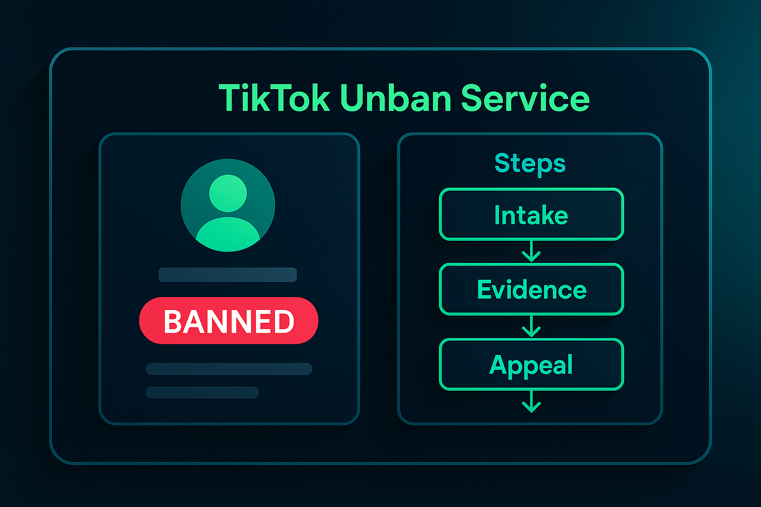 Platform account recovery dashboard showing Second Chance eligibility criteria and application status tracking